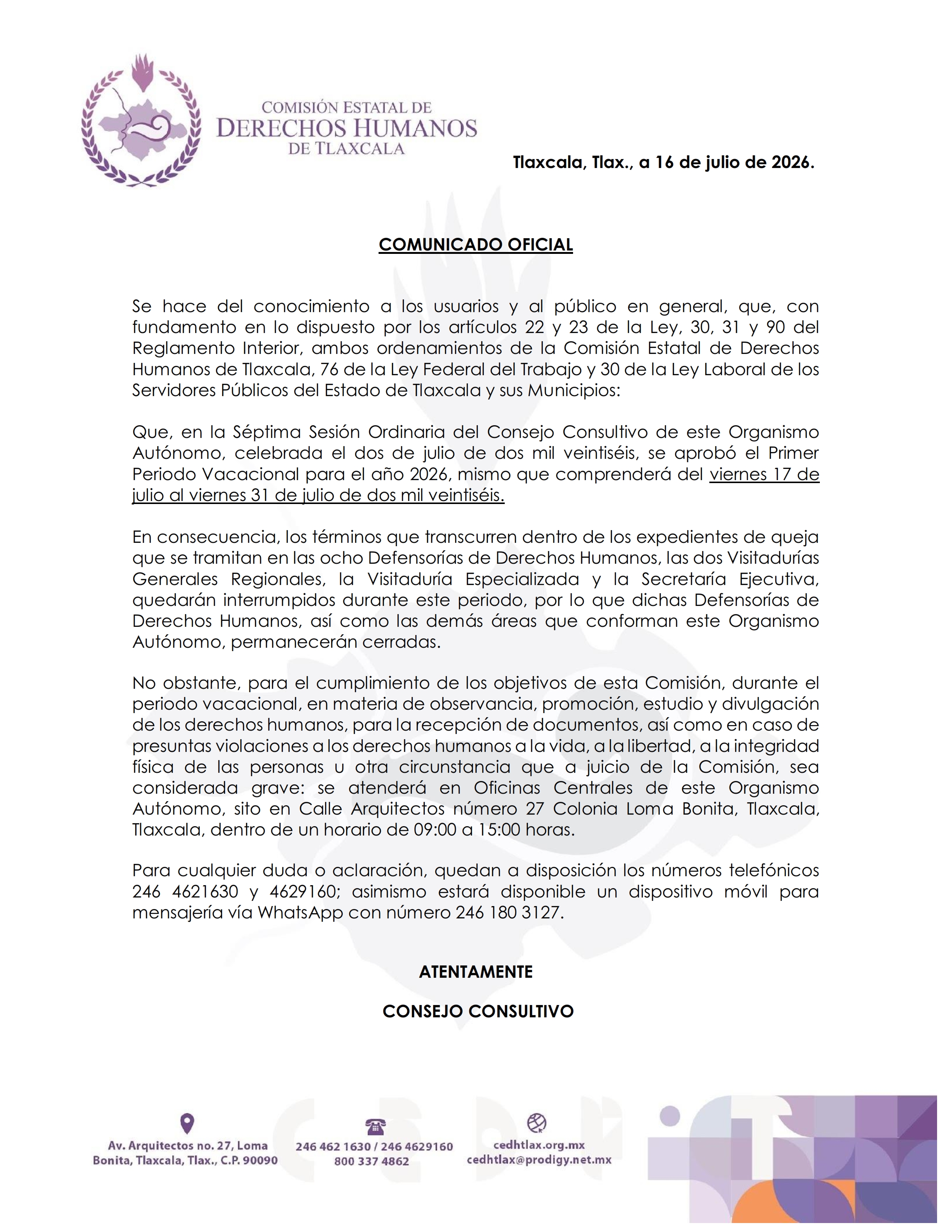 Aviso importante