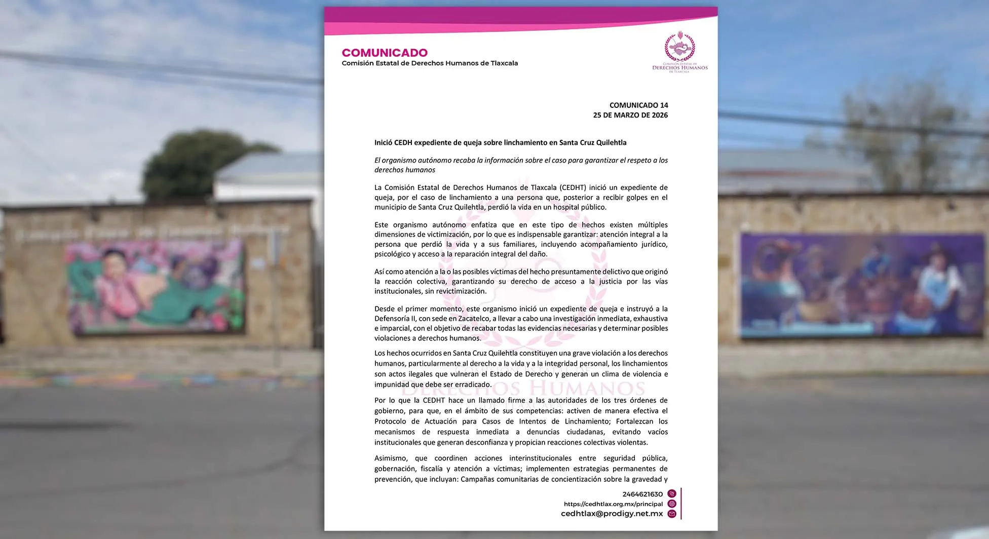 Imagen del comunicado